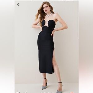 Bandage corset detail knit midi dress